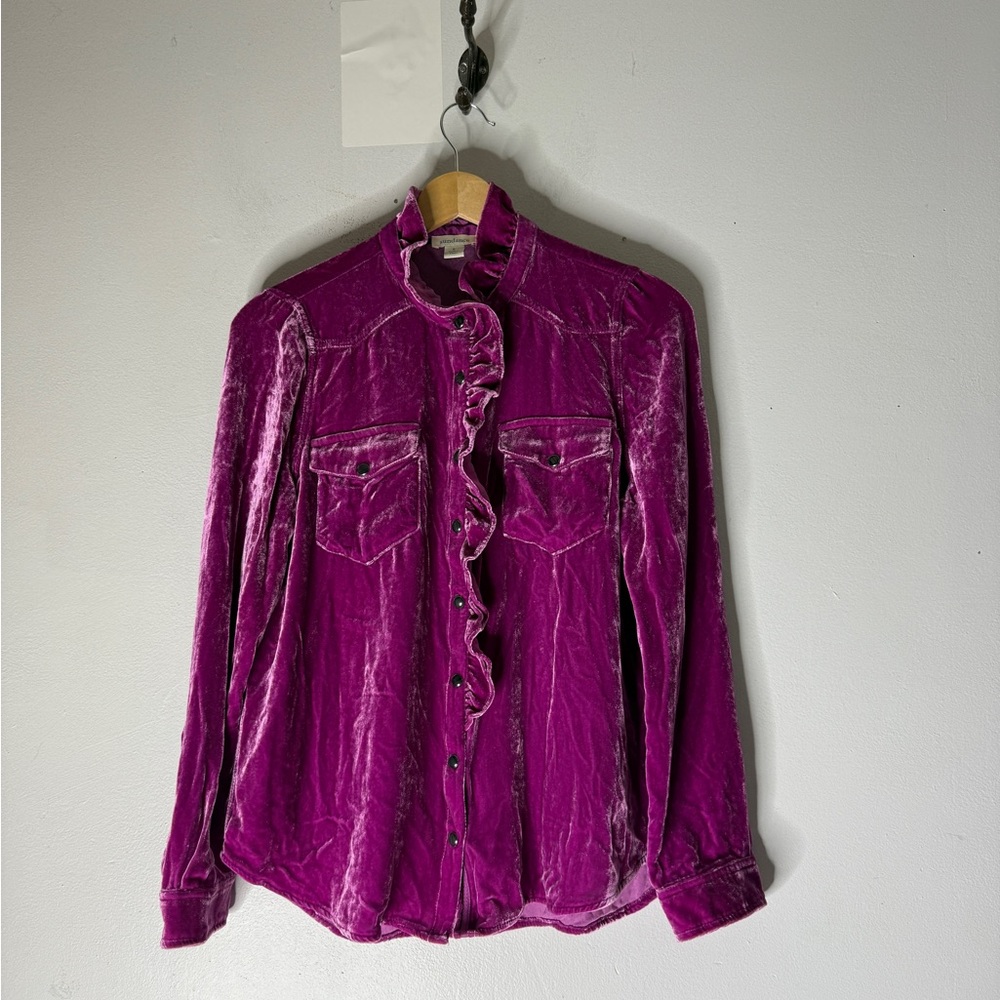 Sundance Magenta Velvet Button-Down Shirt